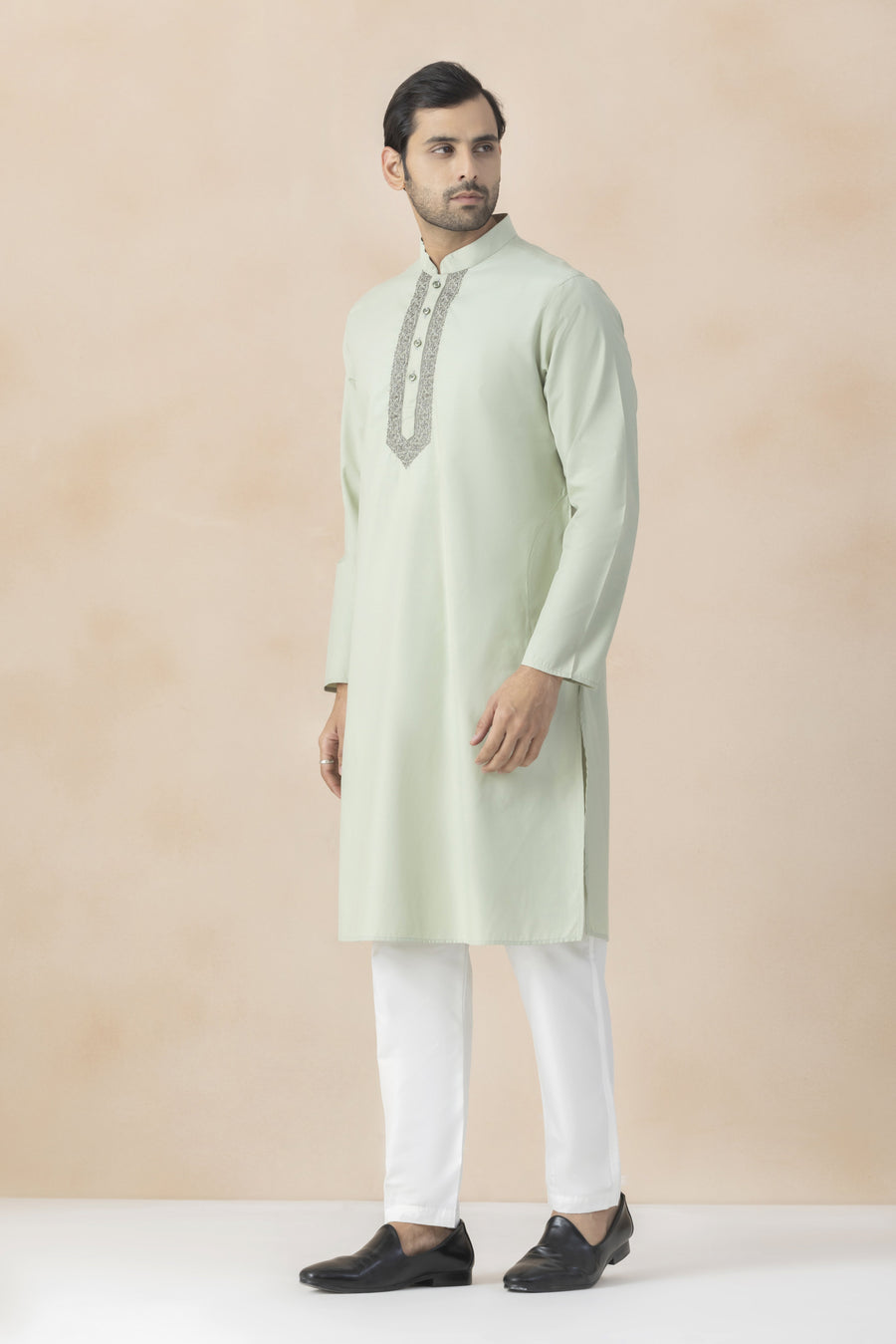 Mint green kurta pyjama for men