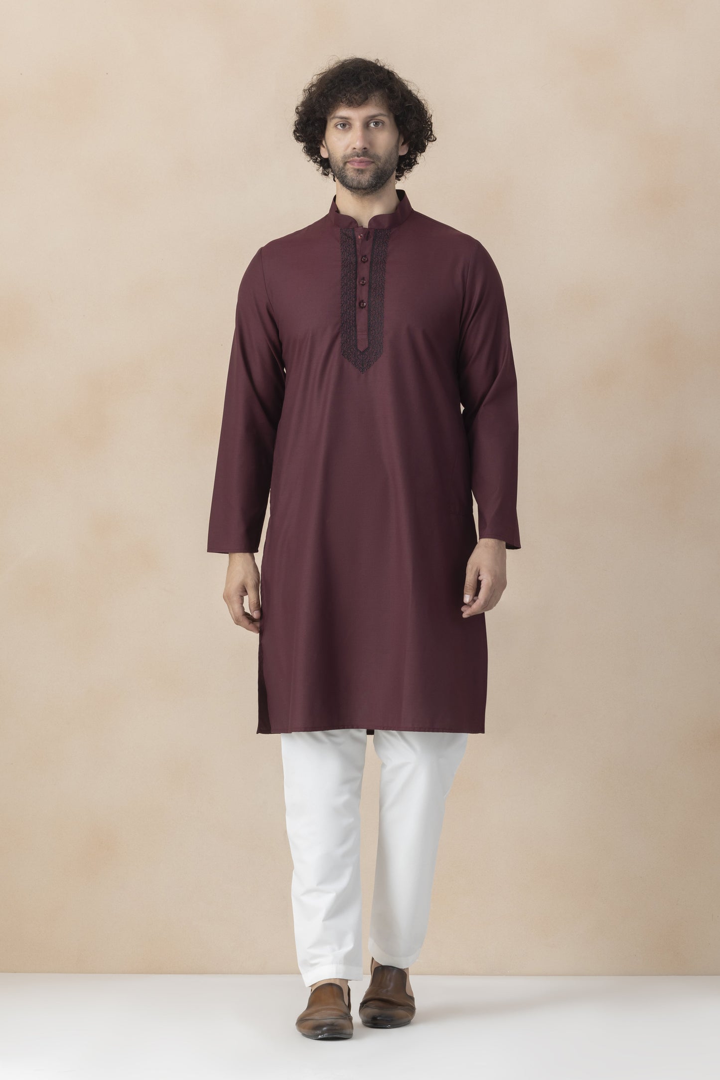 Deep maroon kurta pyjama for men