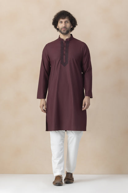 Deep maroon kurta pyjama for men