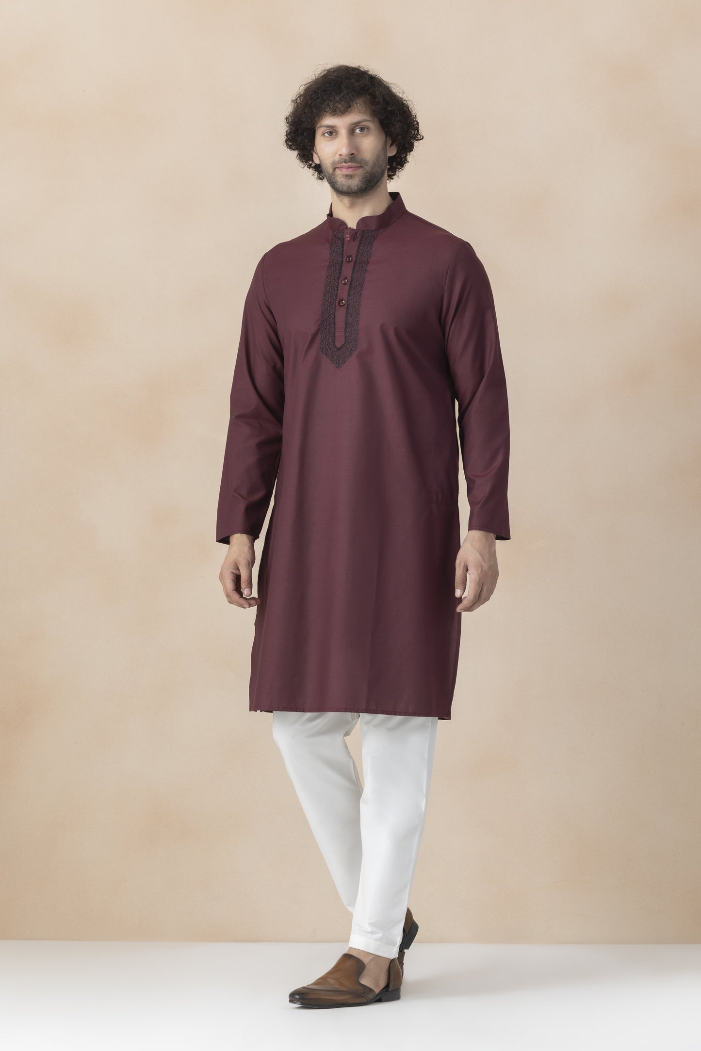 Deep maroon kurta pyjama for men