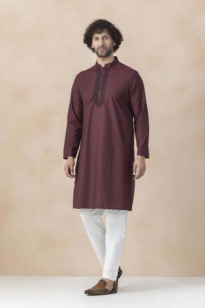 Deep maroon kurta pyjama for men