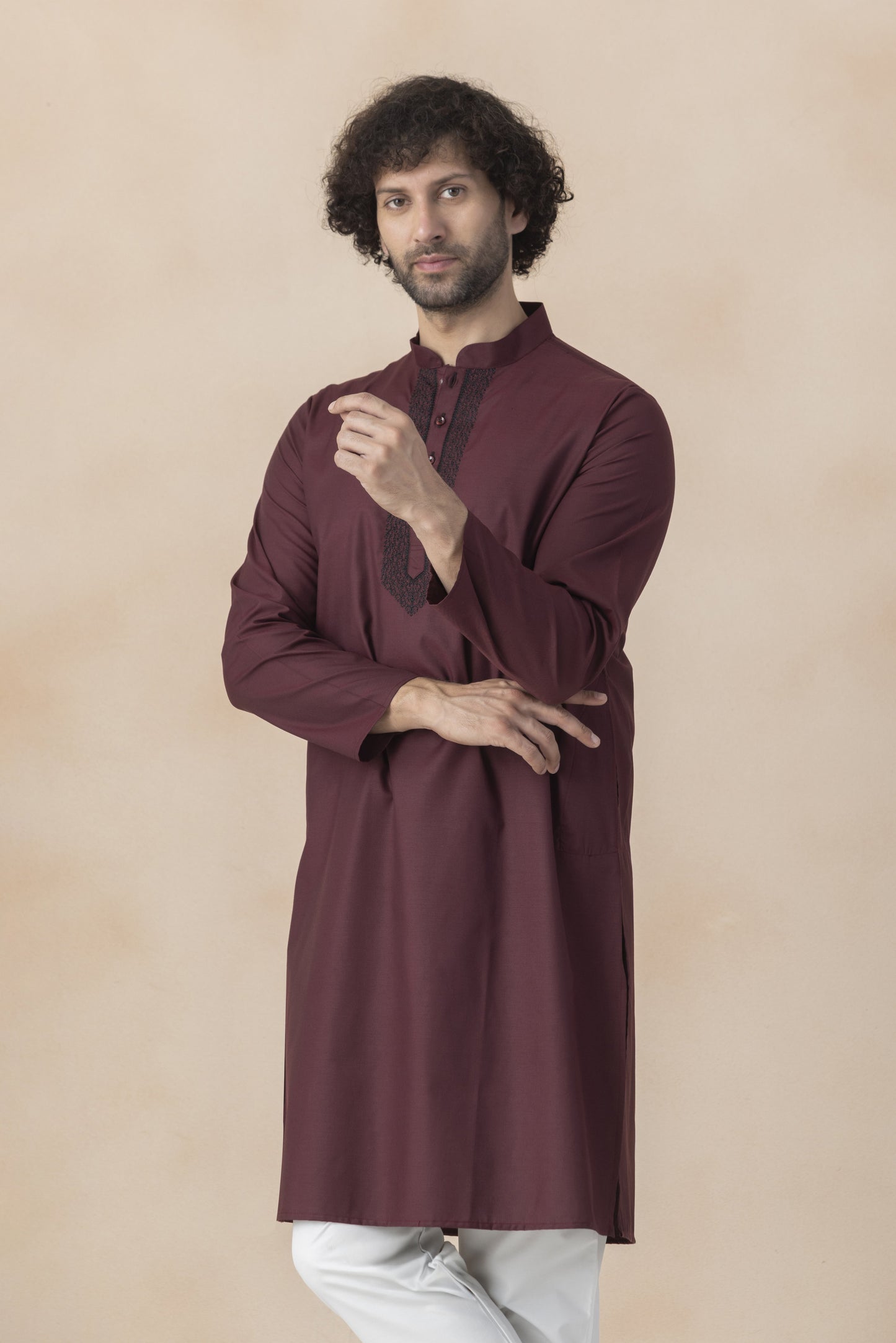 Deep maroon kurta pyjama for men