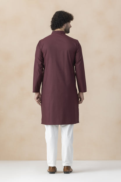 Deep maroon kurta pyjama for men