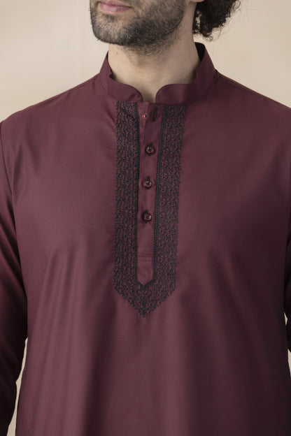 Deep maroon kurta pyjama for men
