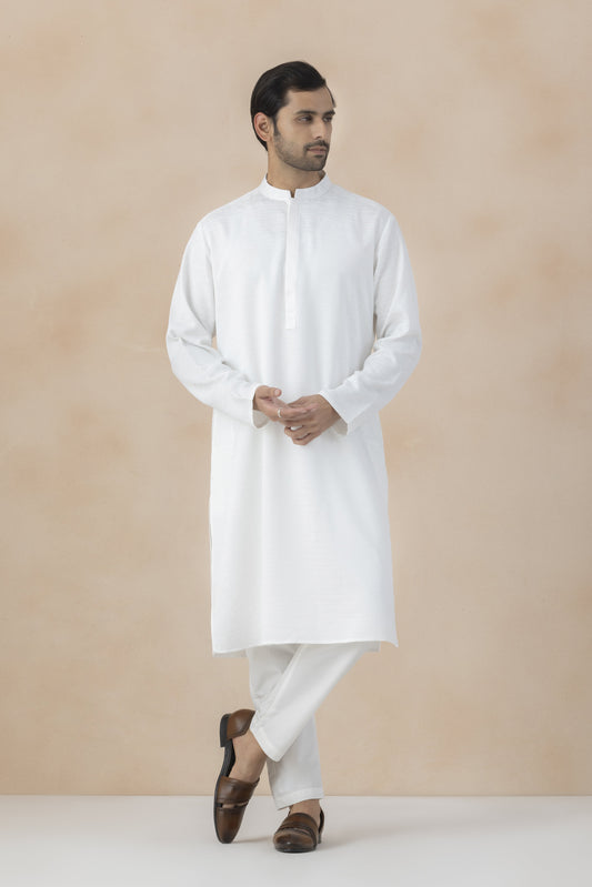 Classic pure white kurta pyjama for men