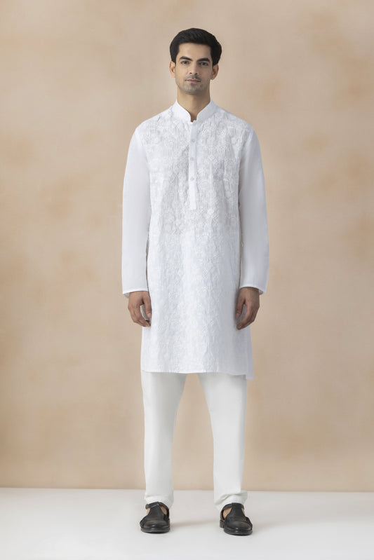 Men's classic pure white kurta pyjama