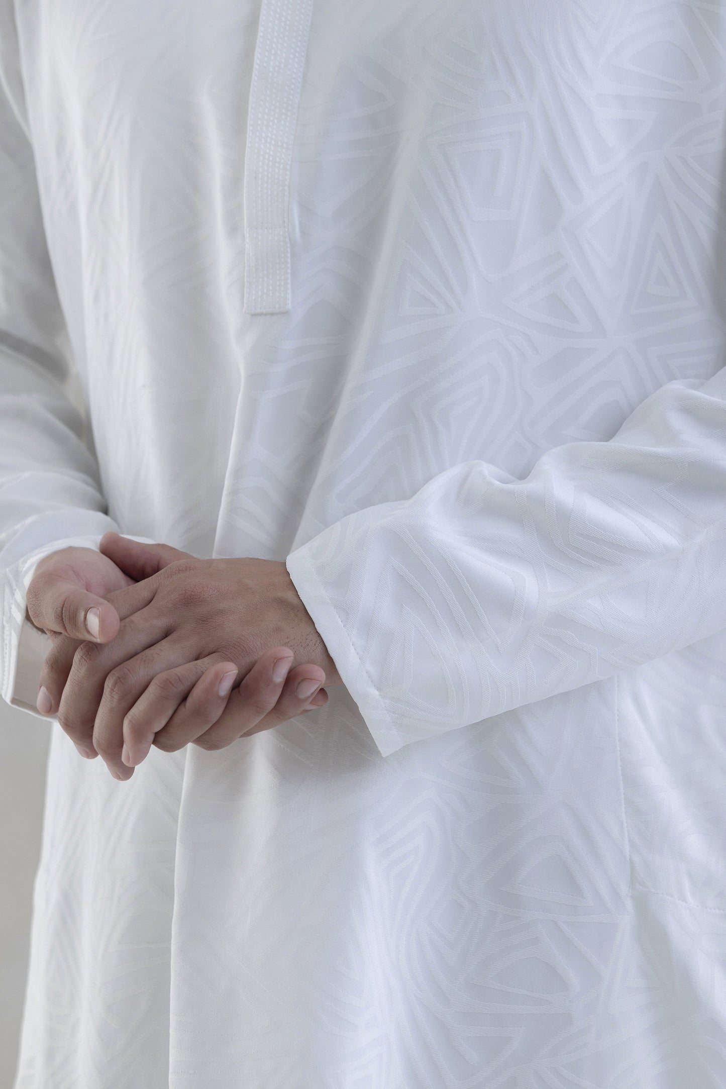 Patterned white kurta pyjama for men