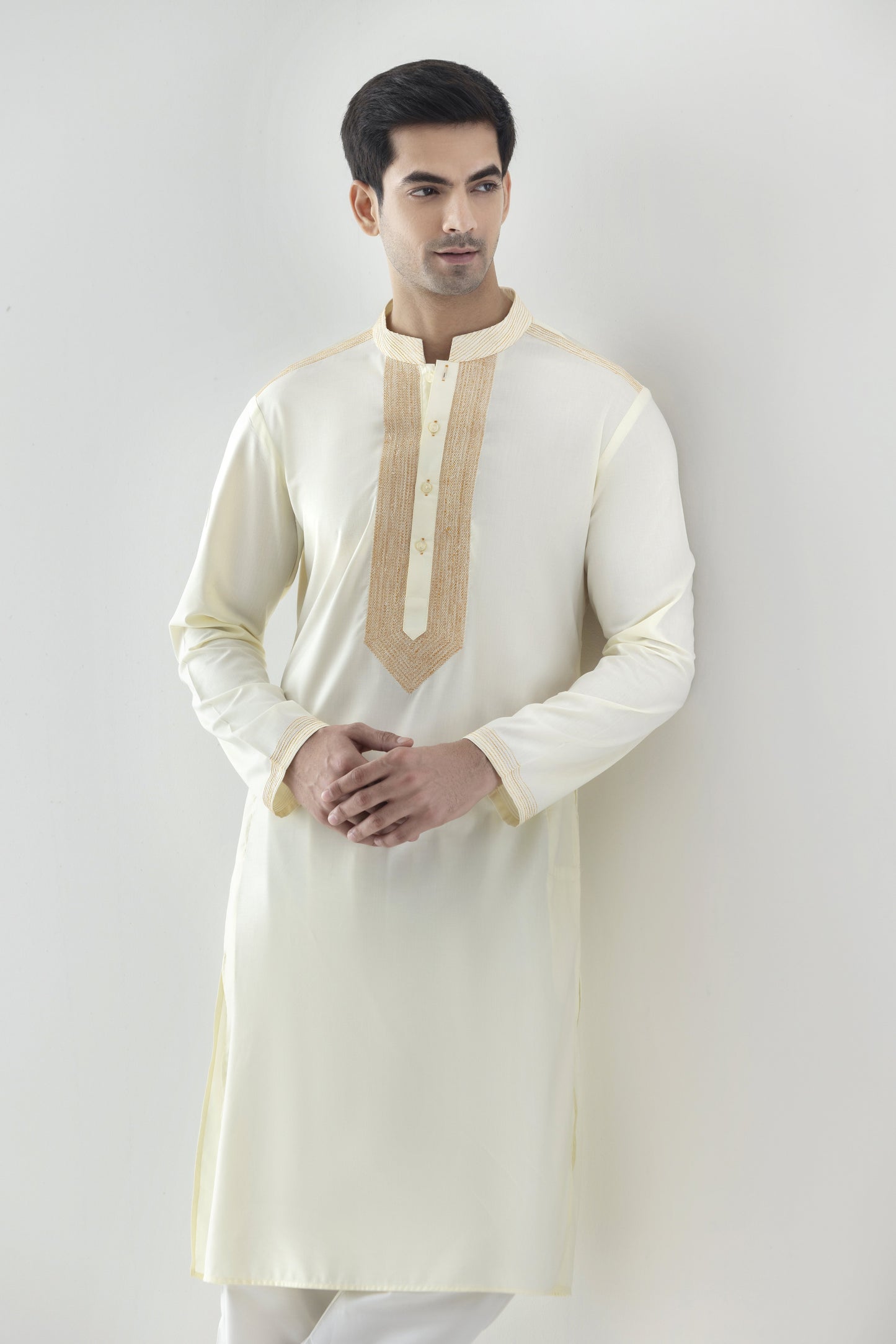 Butter yellow kurta pyjama for men