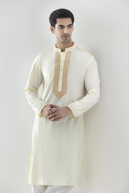 Butter yellow kurta pyjama for men