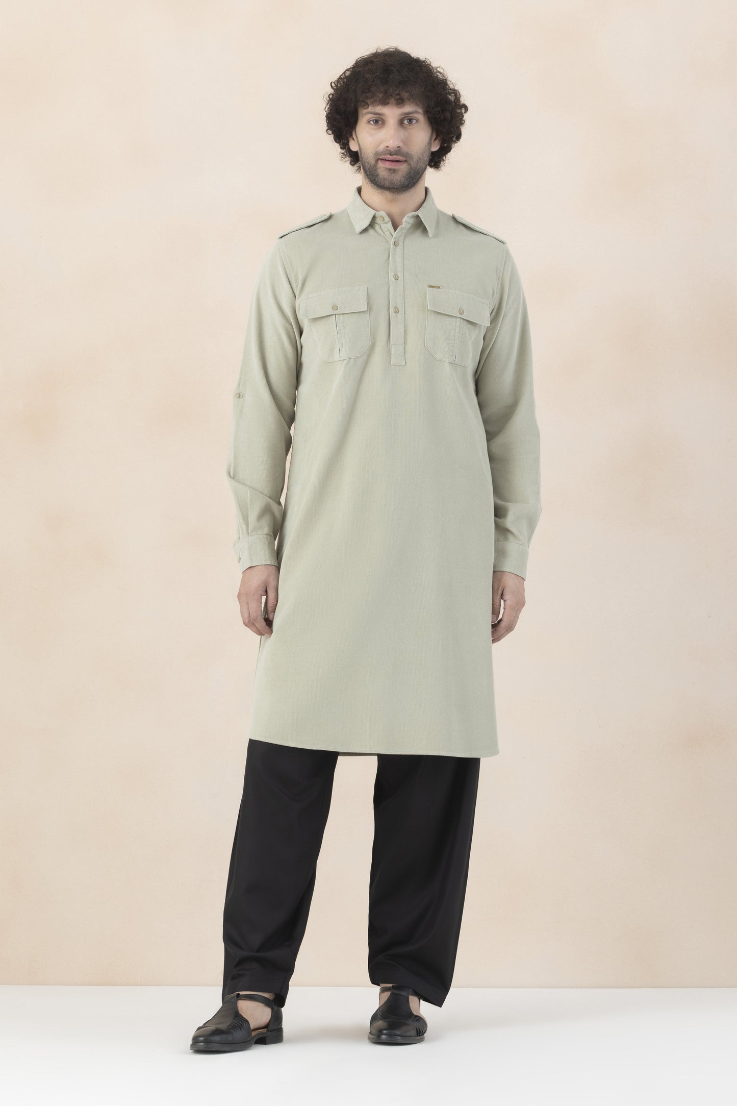 Men's light sage green pathani set