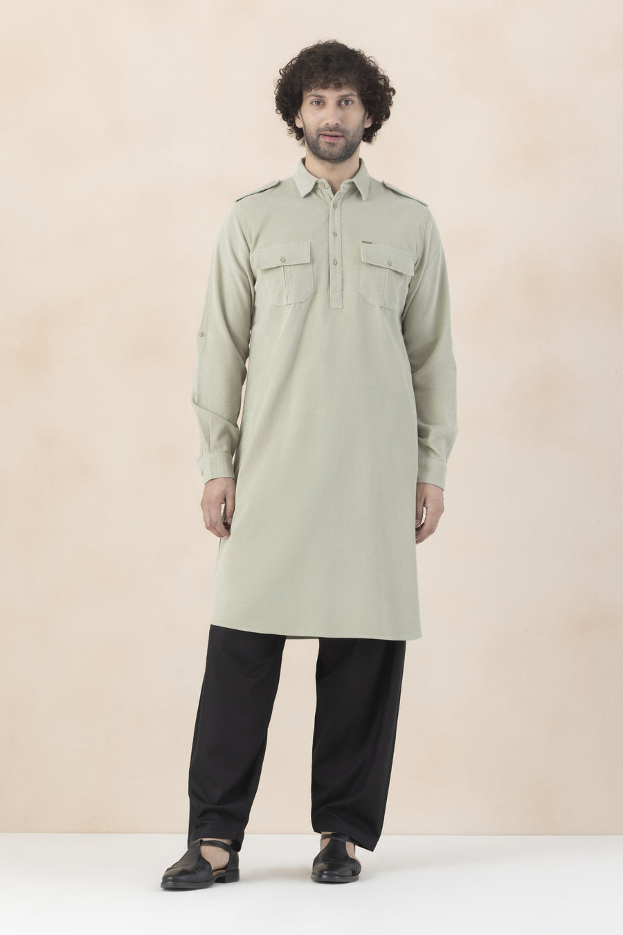 Men's light sage green pathani set