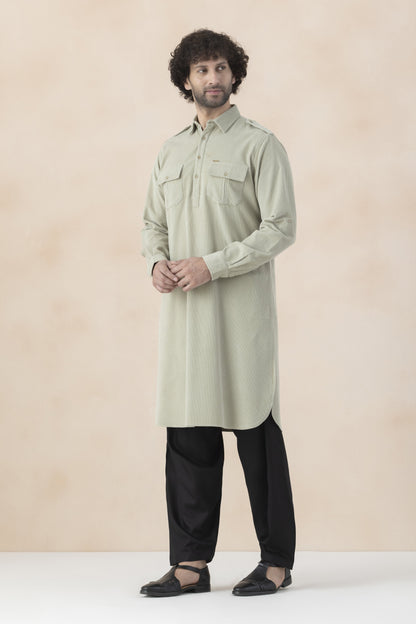 Men's light sage green pathani set