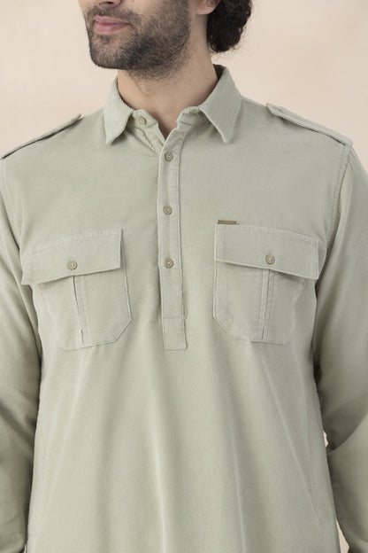 Men's light sage green pathani set