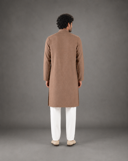 Men's Brown Soft Touch Jute Kurta Pyjama Set
