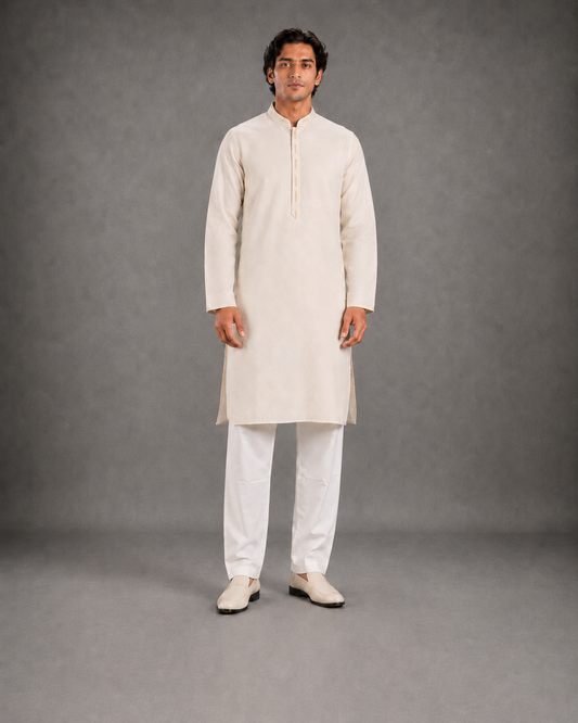 Men's Light beige Soft Touch Jute Kurta Pyjama Set