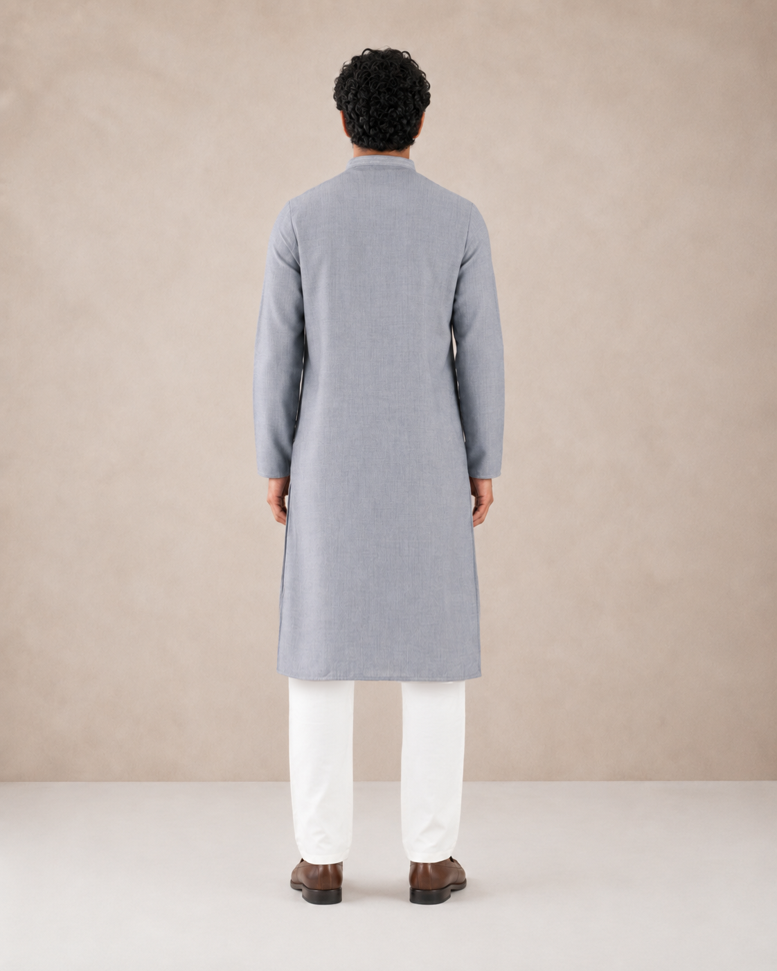Men's Light Grey Soft Touch Jute Kurta Pyjama Set