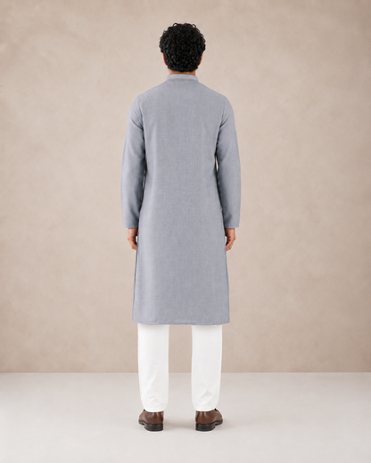 Men's Light Grey Soft Touch Jute Kurta Pyjama Set