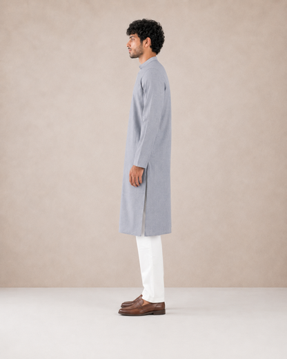 Men's Light Grey Soft Touch Jute Kurta Pyjama Set