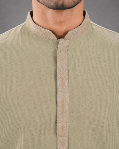 Men's Sage Green Soft Touch Jute Kurta Pyjama Set