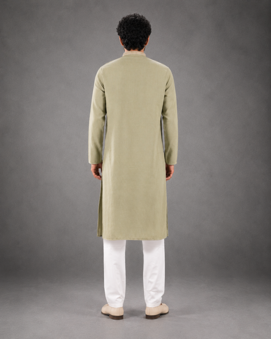 Men's Sage Green Soft Touch Jute Kurta Pyjama Set