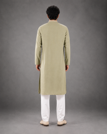 Men's Sage Green Soft Touch Jute Kurta Pyjama Set