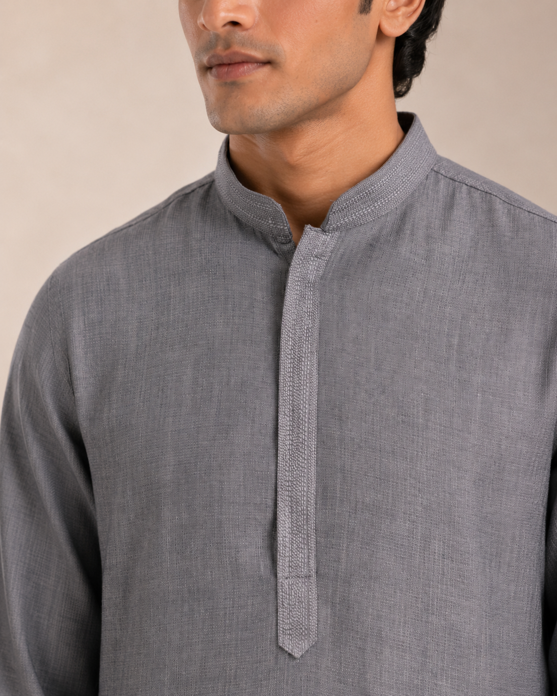 Men's Grey Soft Touch Jute Kurta Pyjama Set