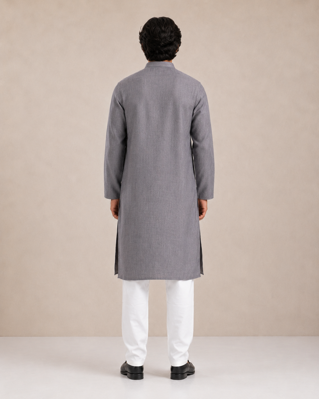 Men's Grey Soft Touch Jute Kurta Pyjama Set