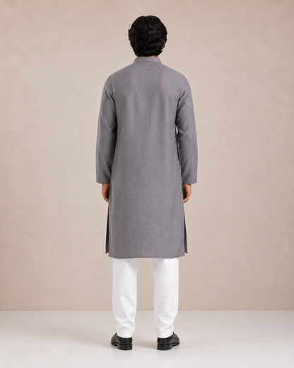 Men's Grey Soft Touch Jute Kurta Pyjama Set