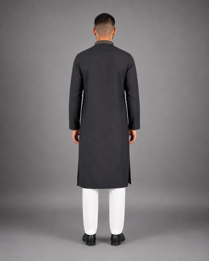 Men's Black Soft Touch Jute Kurta Pyjama Set