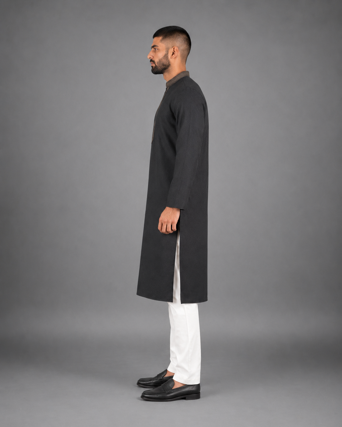 Men's Black Soft Touch Jute Kurta Pyjama Set