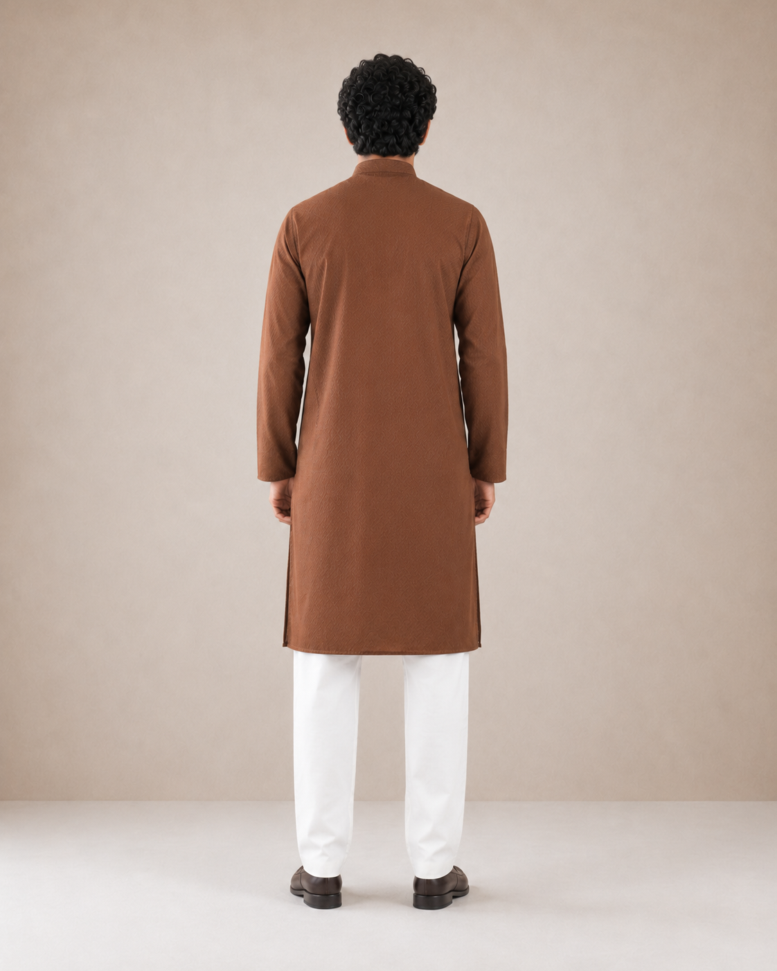 Men’s Brown Textured Kurta Pyjama Set