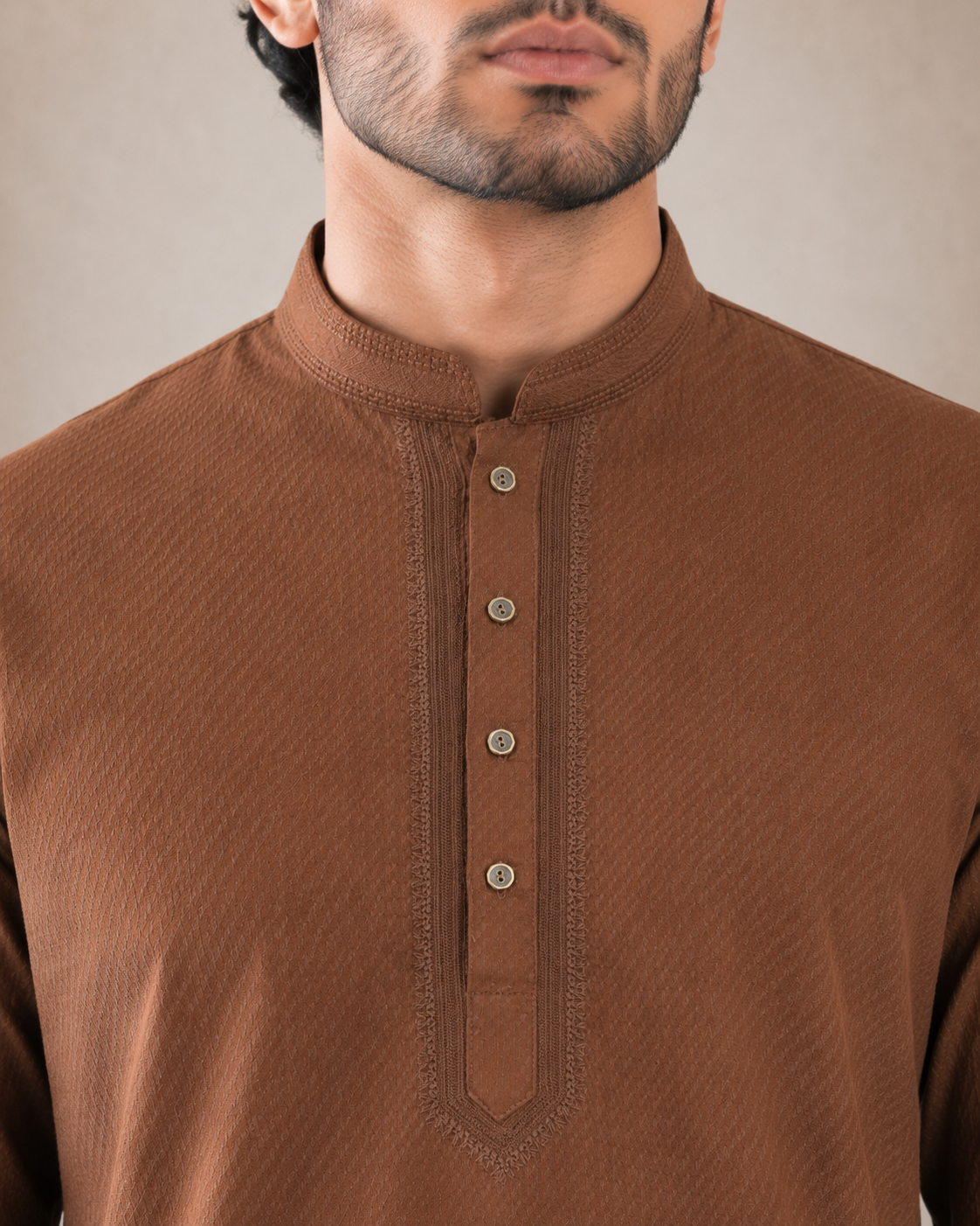 Men’s Brown Textured Kurta Pyjama Set