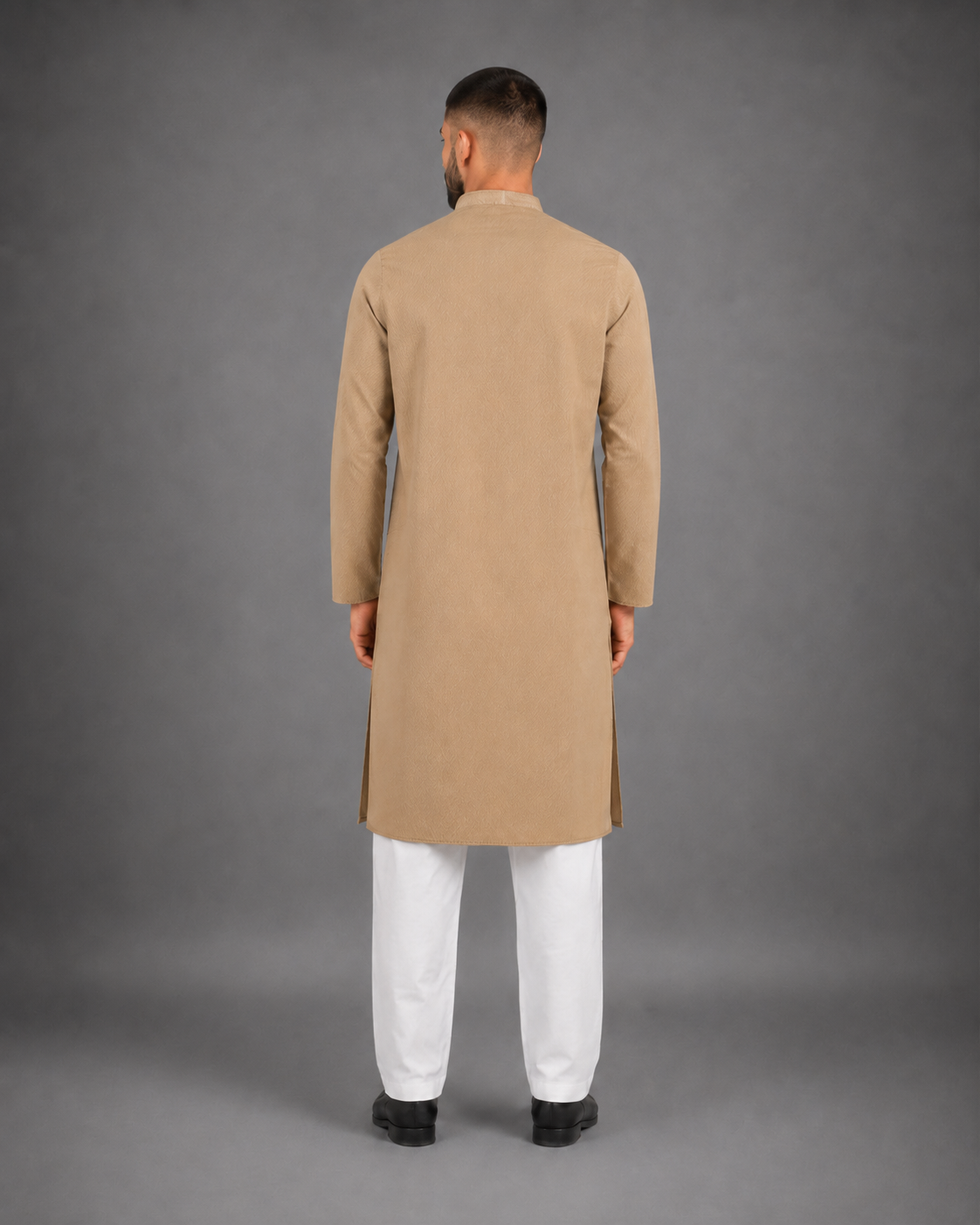 Men’s Sand Beige Textured Kurta Pyjama Set