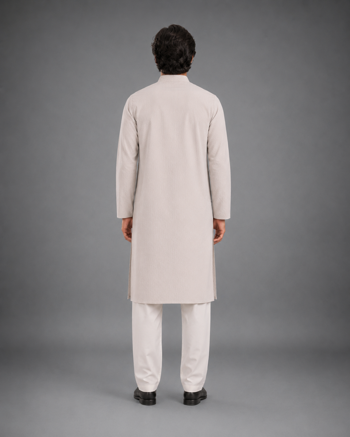 Men’s Light Beige  Textured Kurta Pyjama Set