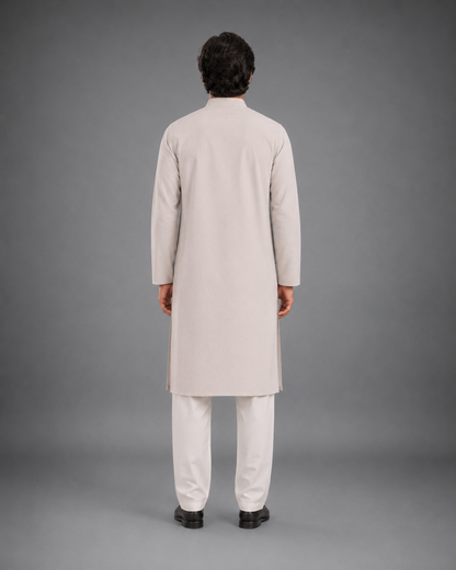 Men’s Light Beige  Textured Kurta Pyjama Set