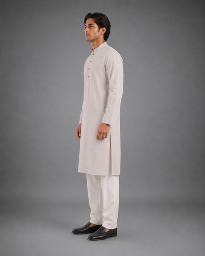 Men’s Light Beige  Textured Kurta Pyjama Set