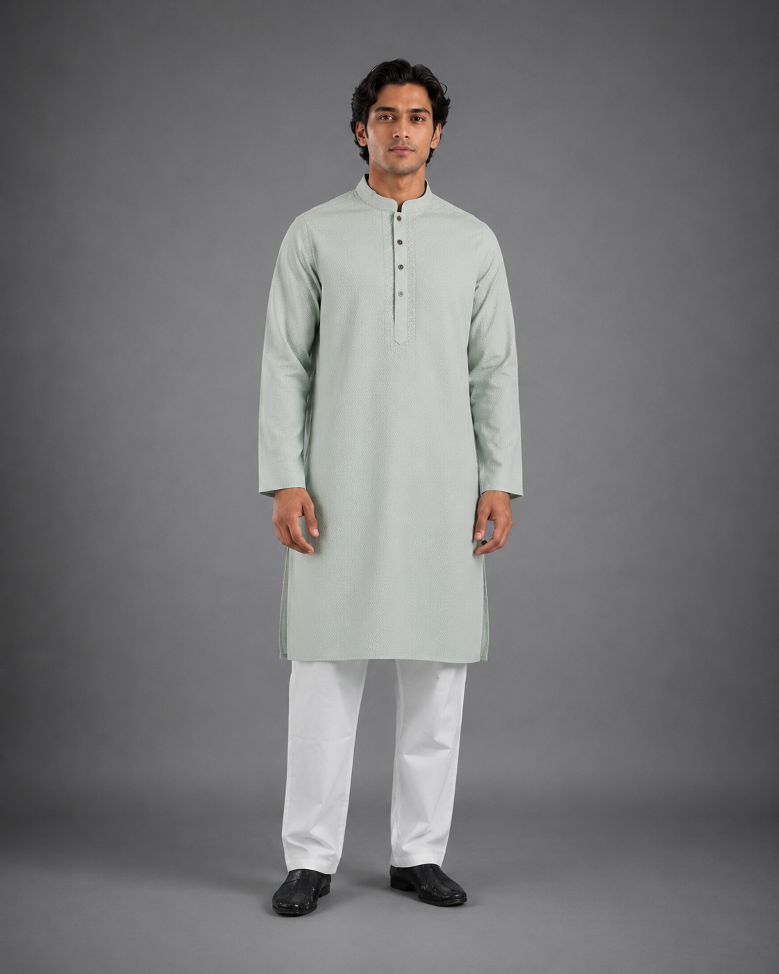 Men’s Mint Green Textured Kurta Pyjama Set