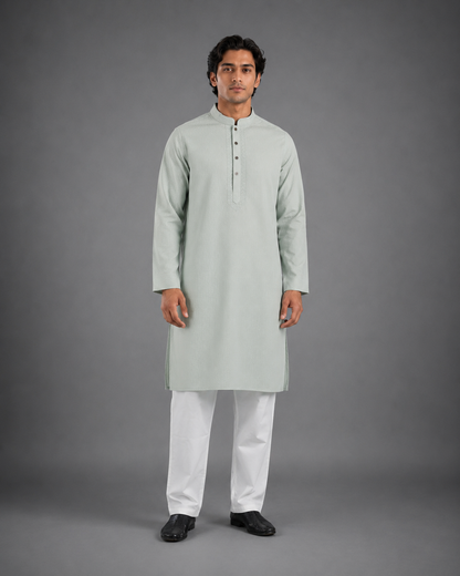 Men’s Mint Green Textured Kurta Pyjama Set