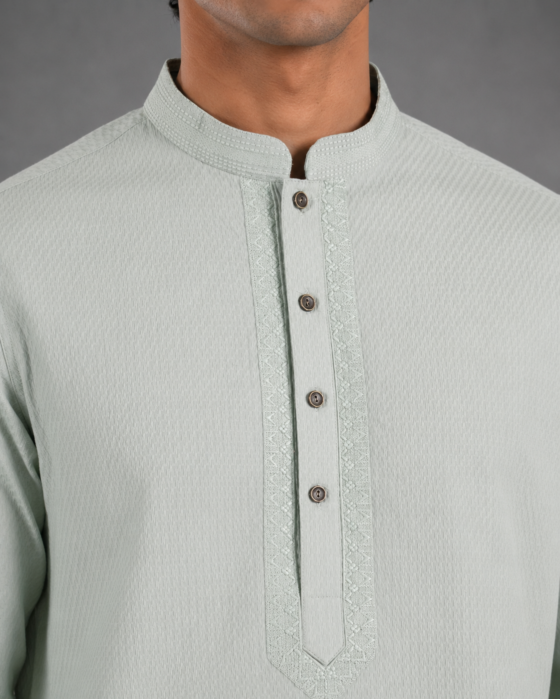 Men’s Mint Green Textured Kurta Pyjama Set