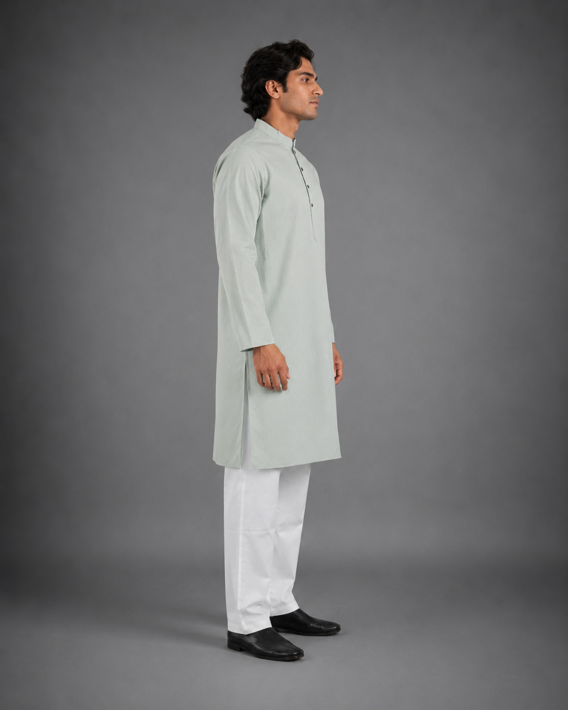 Men’s Mint Green Textured Kurta Pyjama Set