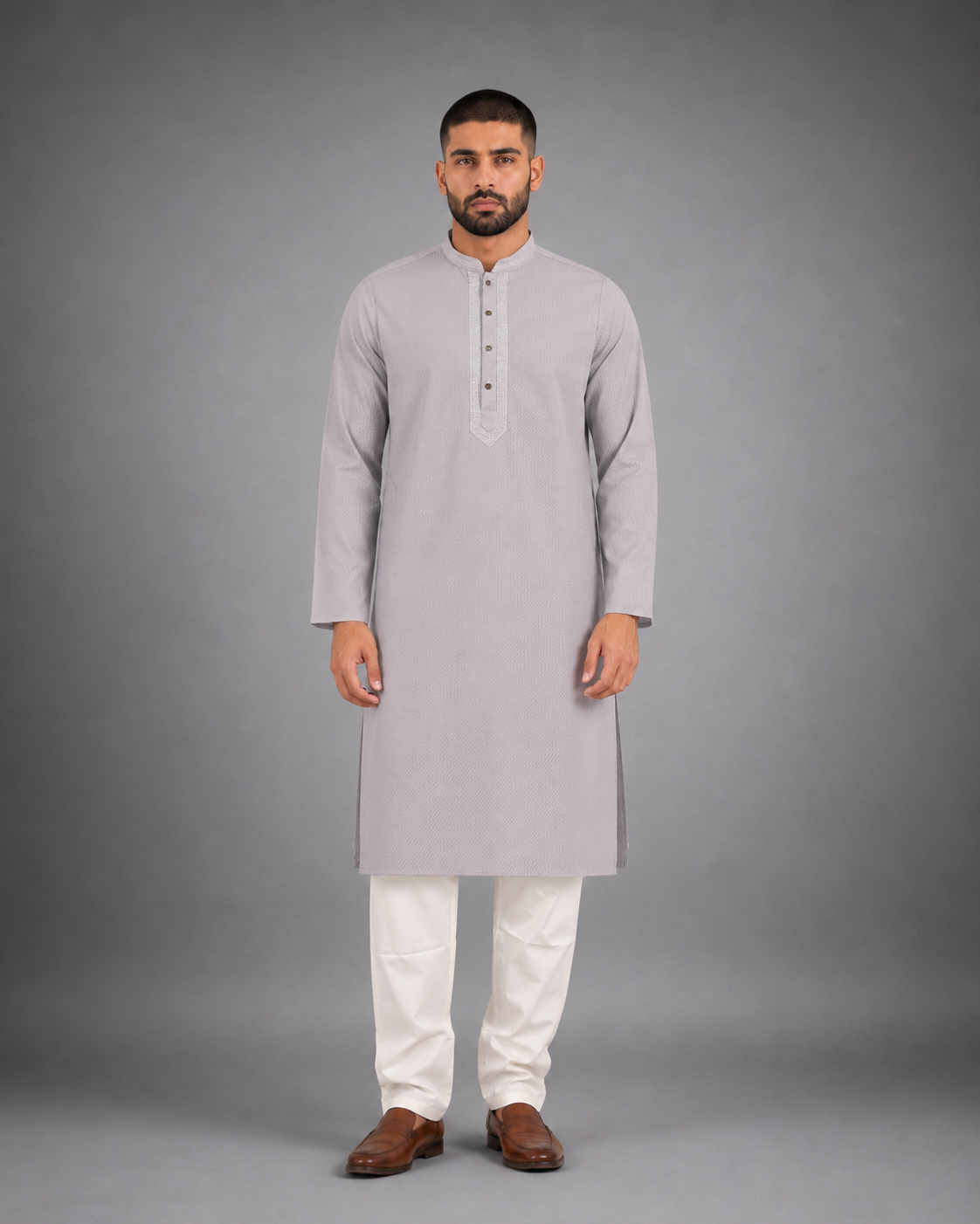 Men’s Light Purple Textured Kurta Pyjama Set