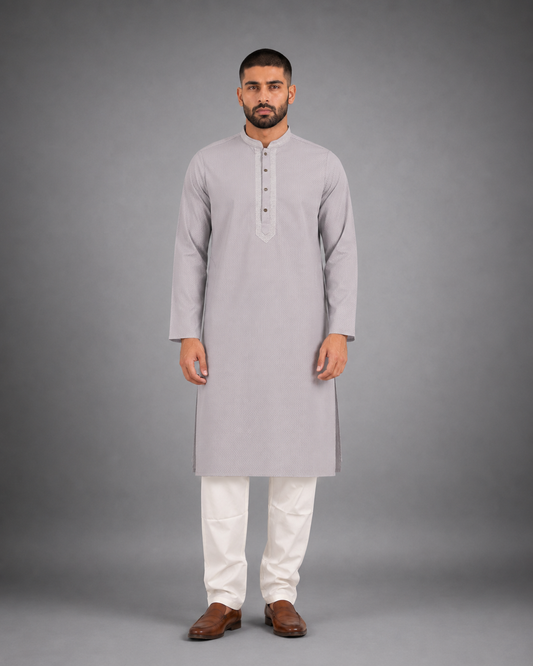 Men’s Light Purple Textured Kurta Pyjama Set