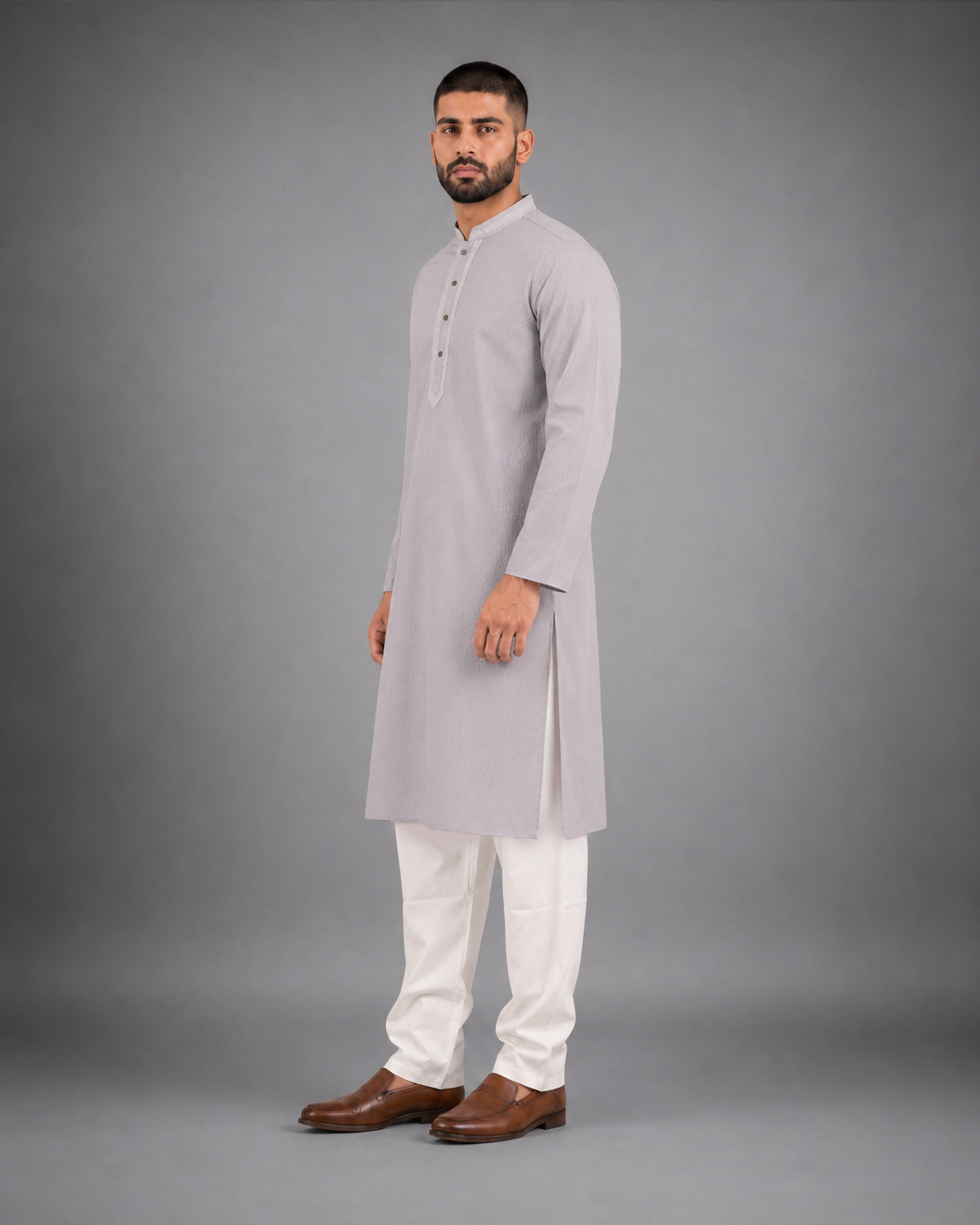 Men’s Light Purple Textured Kurta Pyjama Set