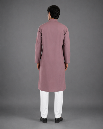 Men’s Mauve Linen Kurta Pyjama Set