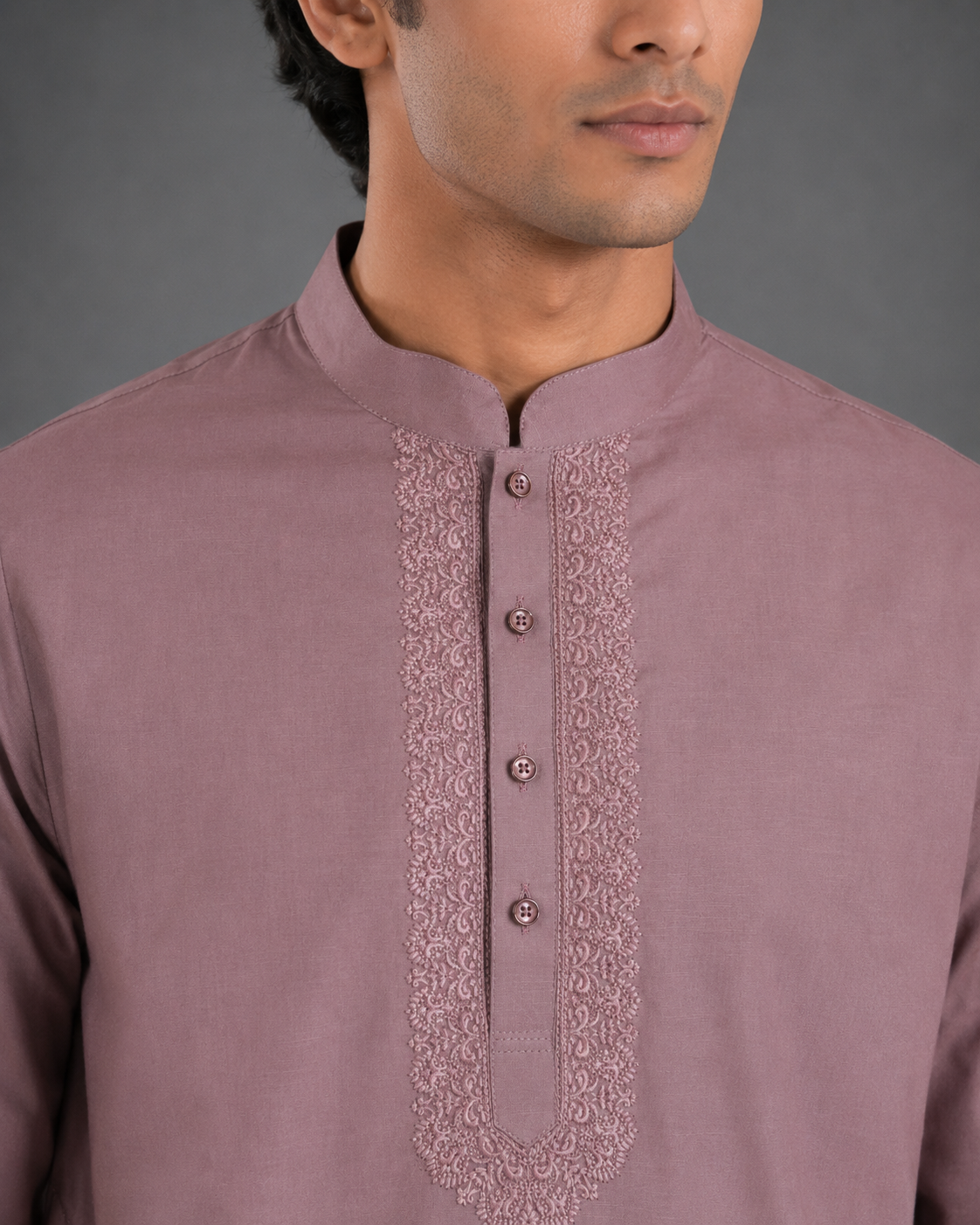 Men’s Mauve Linen Kurta Pyjama Set