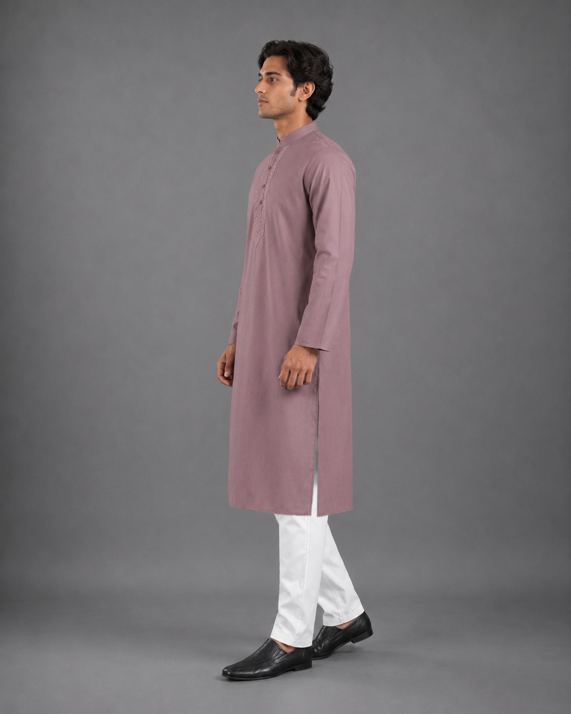 Men’s Mauve Linen Kurta Pyjama Set