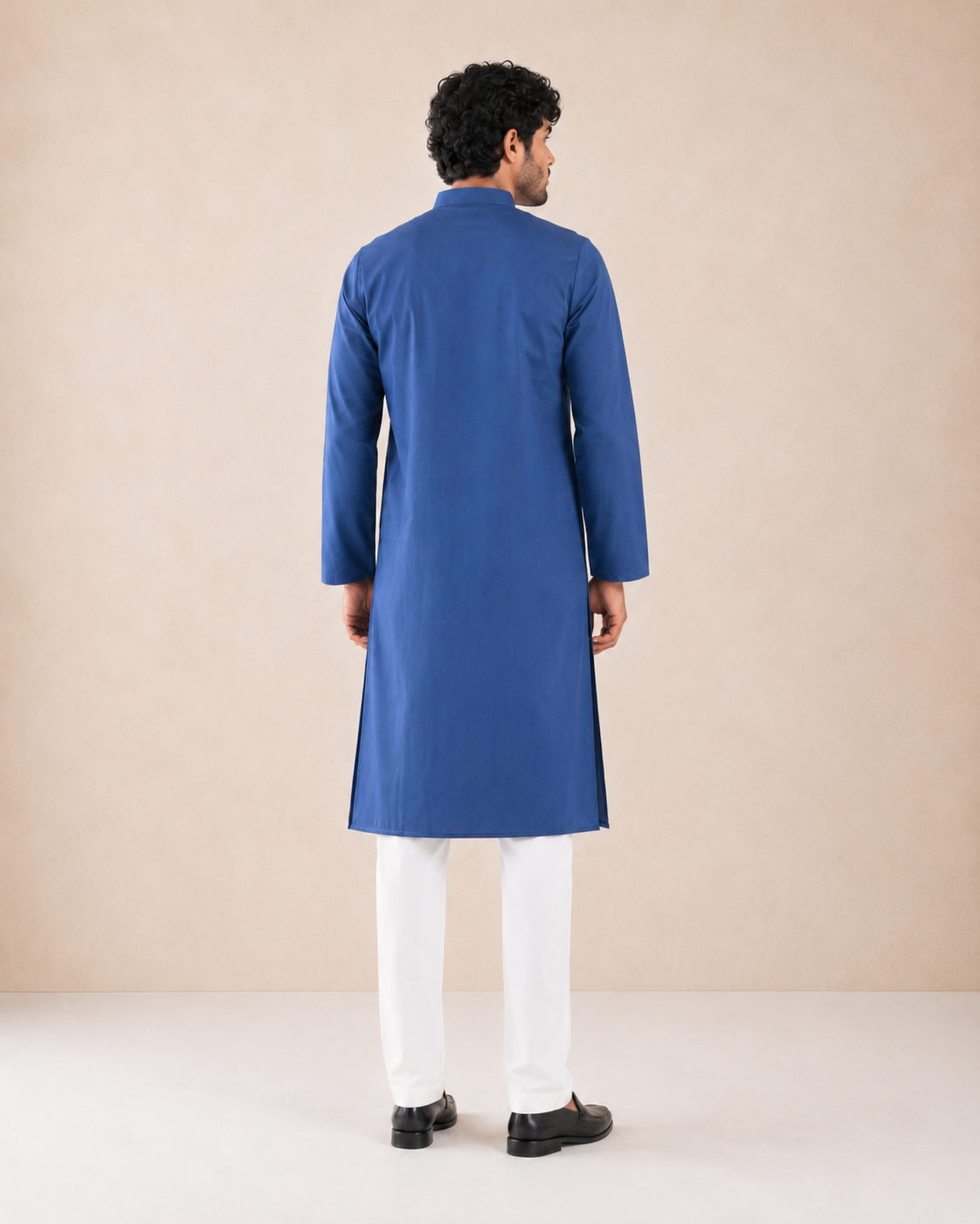 Men’s Royal Blue Linen Kurta Pyjama Set