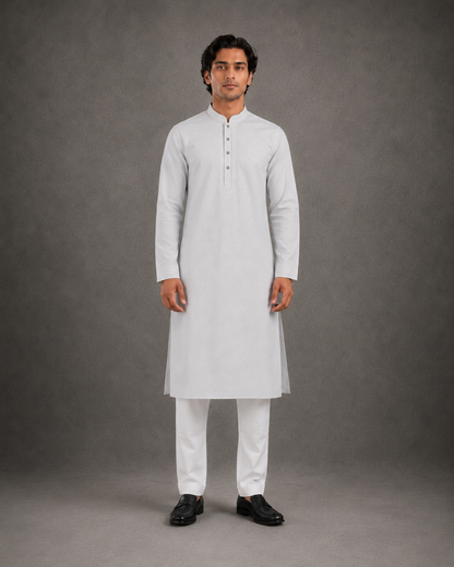 Men’s White Linen Kurta Pyjama Set