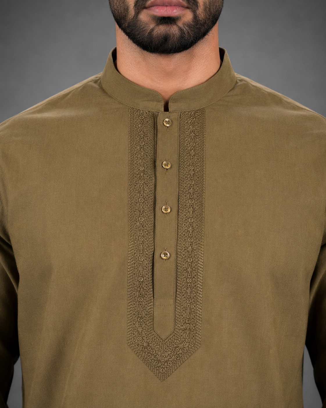 Men’s Olive Green  Linen Kurta Pyjama Set