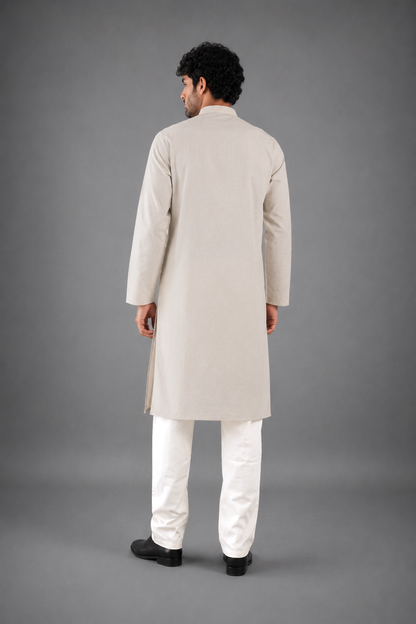 Men’s Cream Linen Kurta Pyjama Set